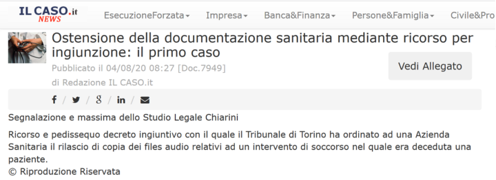 Studio Legale Chiarini su "ilcaso.it"
