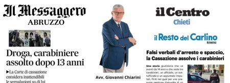 Avv. Giovanni Chiarini - Assolto in via definitiva appuntato dei Carabinieri Omar Di Nardo RASSEGNA STAMPA